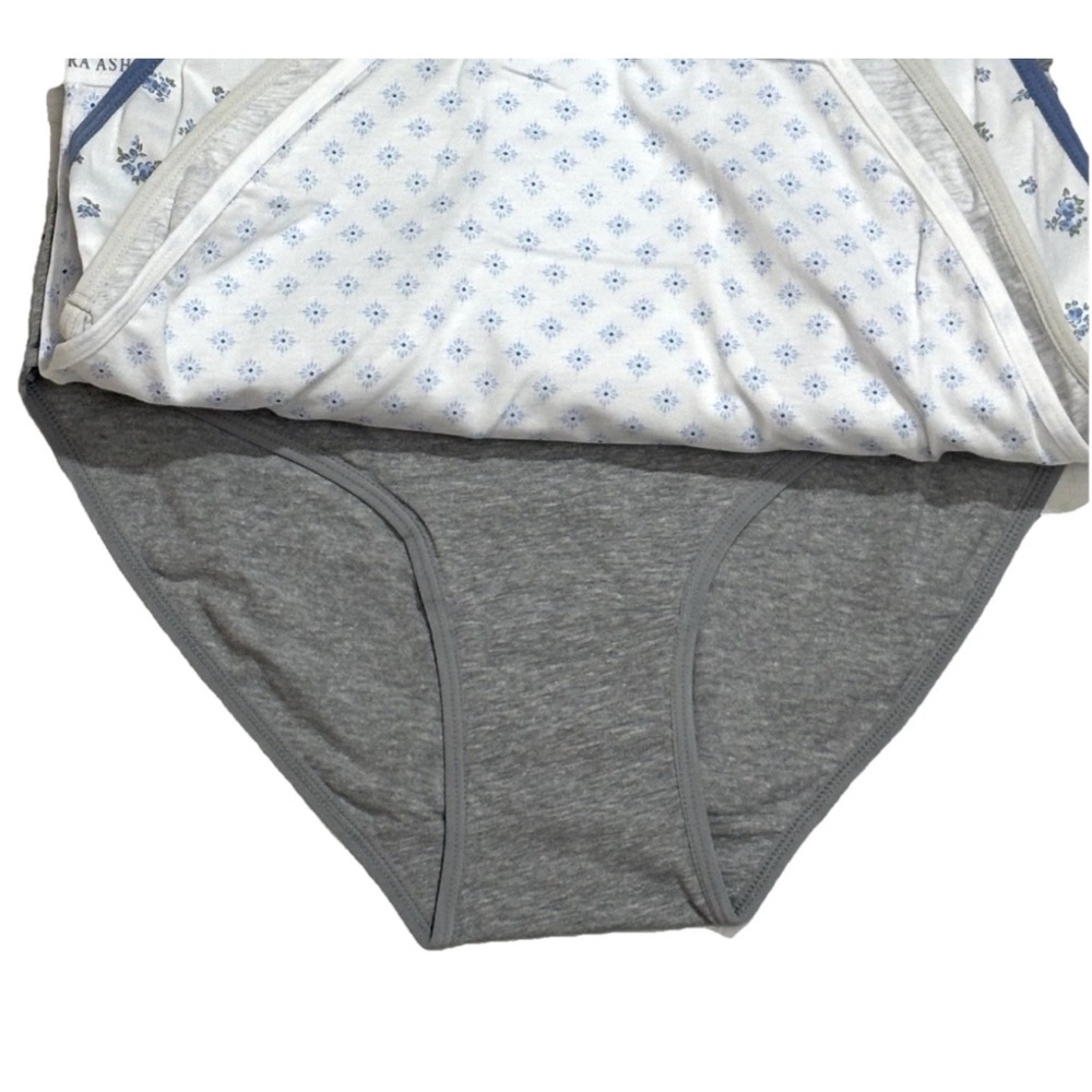 LAURA ASHLEY 5 PACK SOFT COTTON BRIEF PANTIES L ASSORTED FLORAL SOLIDS TAG FREE - Picture 4 of 8